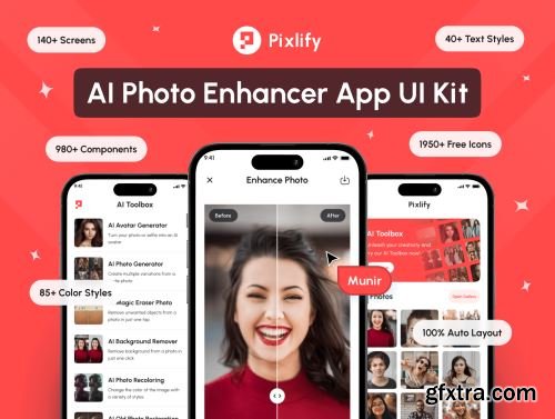 Pixlify - AI Photo Enhancer App UI Kit Ui8.net