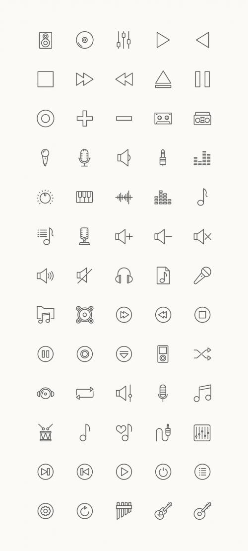Adobe Stock - 65 Minimalist Music Icons - 125419243