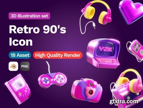 3D Retro 90s Icon Ui8.net
