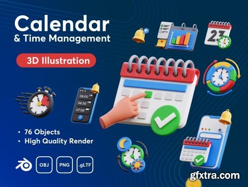 Calendar & Time Management 3D Icon Set Ui8.net