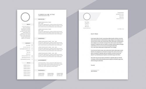 Adobe Stock - Minimalist CV and Cover Letter Layout with Grayscale Tabs - 130676480