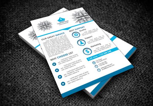 Adobe Stock - Single Page Flyer Layout with Skyscraper Illustration - 132146607