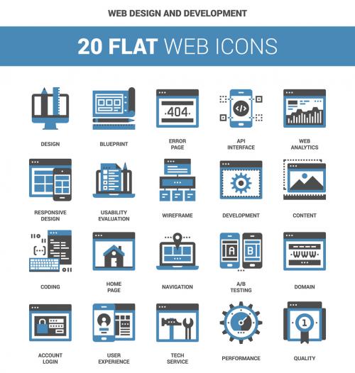 Adobe Stock - 20 Flat Two-Color Web Icons - 132369315