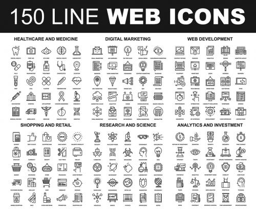 Adobe Stock - 150 Line Art Web Icons 2 - 132369471