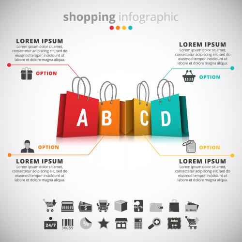 Adobe Stock - Shopping Infographic with Bags Illustration - 133025777