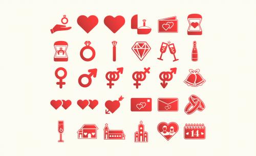 Adobe Stock - Red Love and Romance Icon Set - 133126951