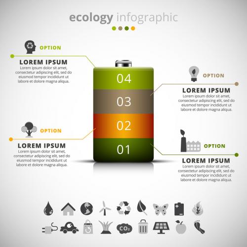 Adobe Stock - Ecology Infographic with Battery Illustration Element - 135235436