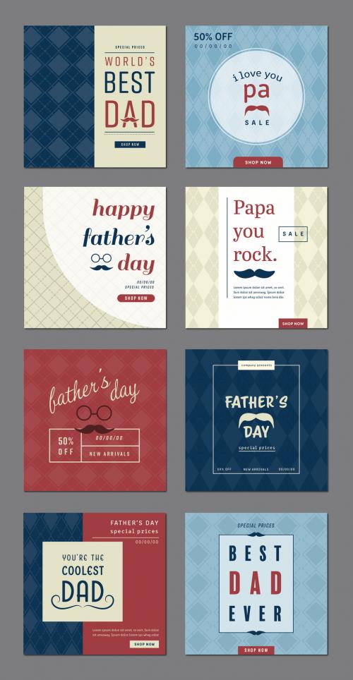 Adobe Stock - Square Father's Day Social Media Post Layouts - 144230559