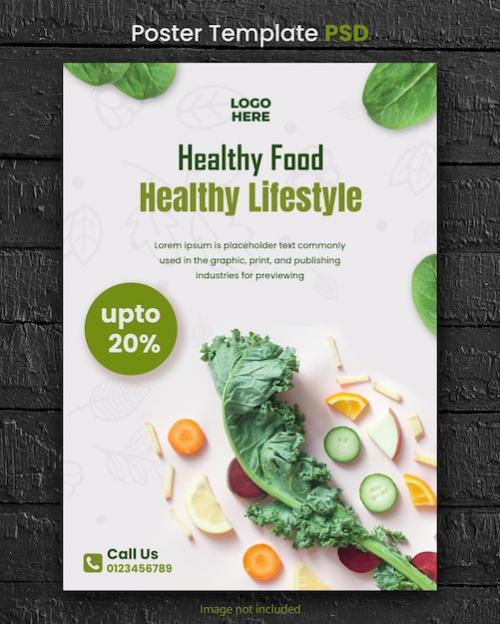 Premium PSD | Healthy food andvegetable squire flyer vector template Premium PSD