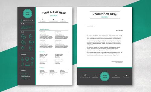 Adobe Stock - Teal and Gray CV and Cover Letter - 151602027