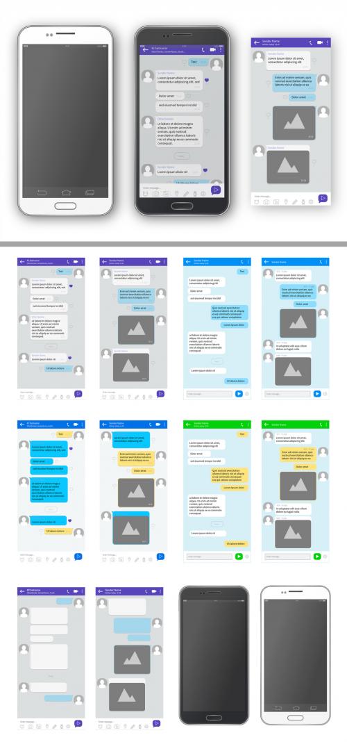 Adobe Stock - Smartphone Mockup with Messenger App Screens - 153126551