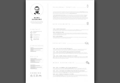 Adobe Stock - Gray and White Minimalist Resume Layout - 153232039