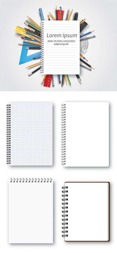 Adobe Stock - Notepad Set with Writing and Drafting Supplies Mockup - 161894098