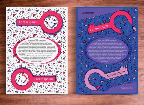 Adobe Stock - Pink and Purple Retro Confetti Flyer Layout - 163421189