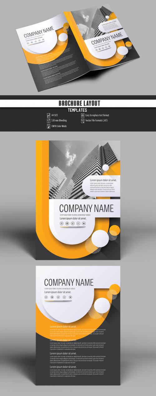 Adobe Stock - Brochure Cover Layout with Gray and Orange Accents 3 - 163675350