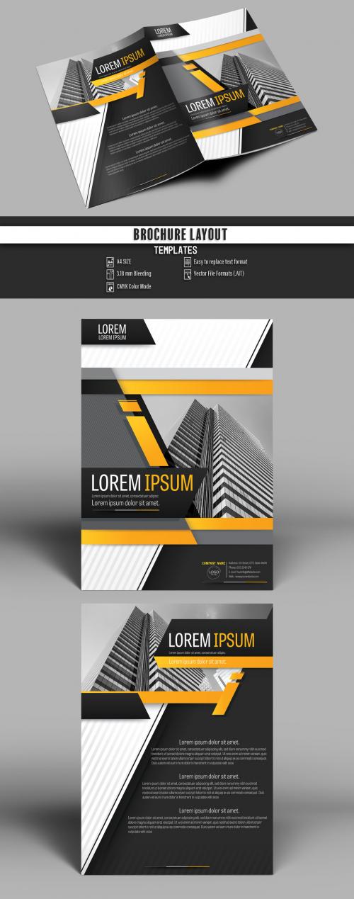 Adobe Stock - Brochure Cover Layout with Gray and Orange Accents 4 - 163675517