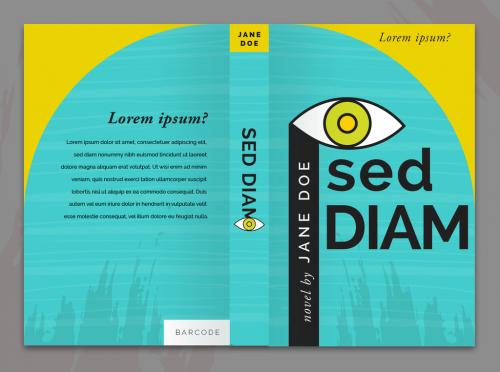 Adobe Stock - Yellow and Turquoise Book Cover Layout - 163834801
