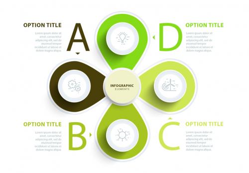 Adobe Stock - Green Four Section Leaf-like Infographic Layout - 164295172