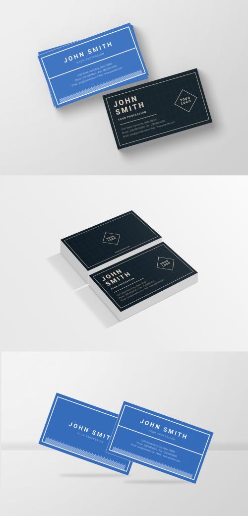 Adobe Stock - Blue and Black Business Card Layout 1 - 166714303