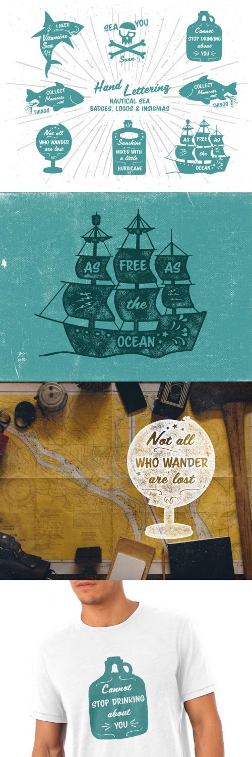 Adobe Stock - Hand-Lettered Nautical Icon Set - 167138196