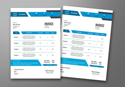 Adobe Stock - Invoice Layout with Blue Accents 2 - 174731242