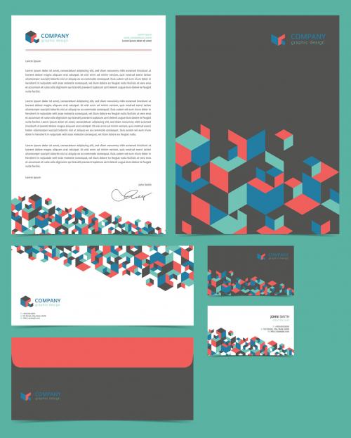 Adobe Stock - Business Stationery Layout with Geometric Elements - 176556248