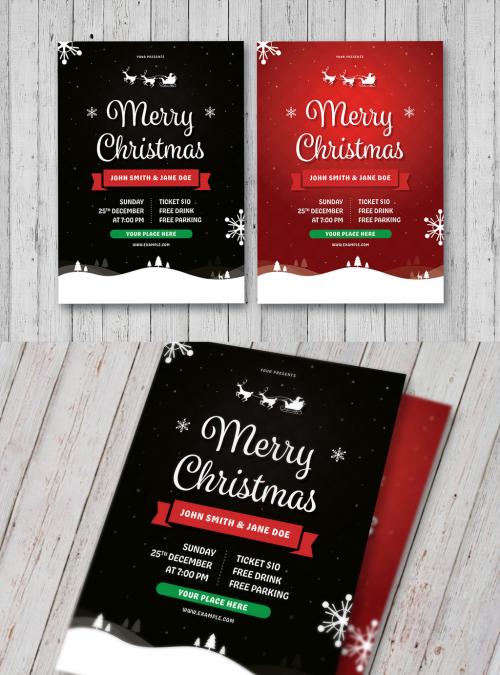 Adobe Stock - Christmas Flyer Layout in Red and Black - 179914764