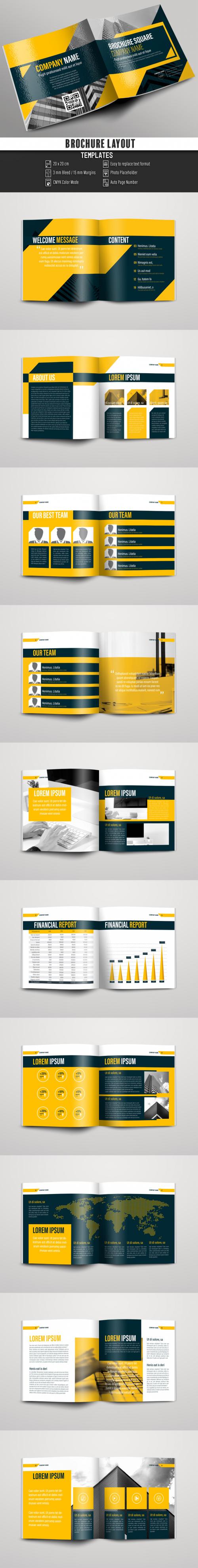 Adobe Stock - Yellow and Gray Square Brochure Layout - 180014119