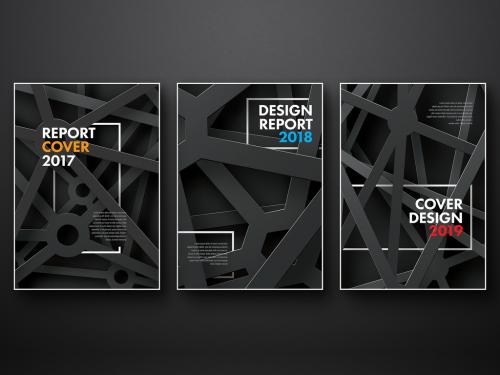 Adobe Stock - 3 Report Cover Layouts with Industrial Metal Illustration - 181663319