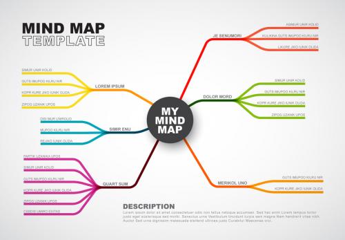 Adobe Stock - Colorful Mind Map Inforgraphic Layout with Six Sections - 182435608