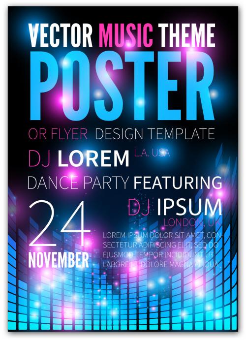 Adobe Stock - Club Dance Party Poster with Pink and Blue Accents - 182466977