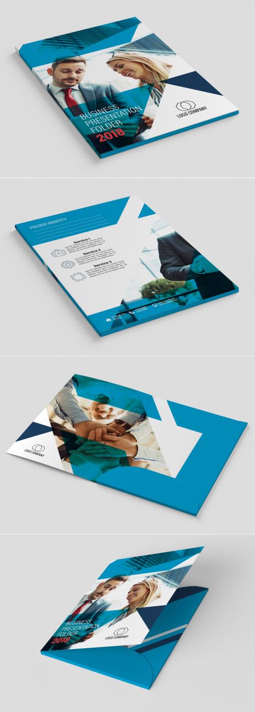 Adobe Stock - Business Presentation Folder Layout with Blue Accents - 183011094