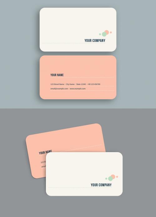 Adobe Stock - Peach and Green Bubbles Business Card Layout - 183544212