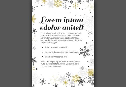 Adobe Stock - Christmas Flyer with Metallic Snowflake Elements 1 - 184606144