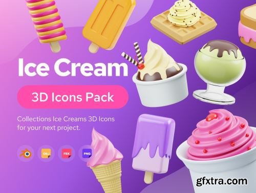 Ice Cream 3D Icon Ui8.net