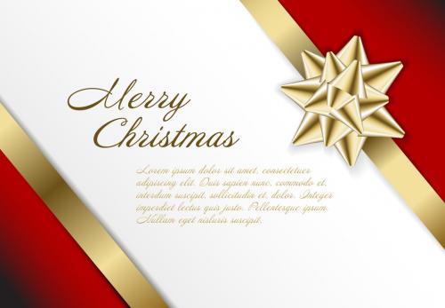 Adobe Stock - Christmas Card Layout with Gold Bow - 185303138