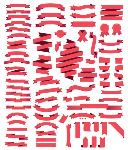 Adobe Stock - Red Banner Ribbons Set - 185422993