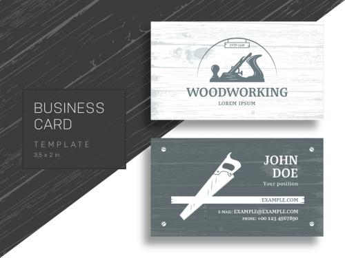 Adobe Stock - Business Card with Carpentry Tools and Wood Grain Background - 186549216