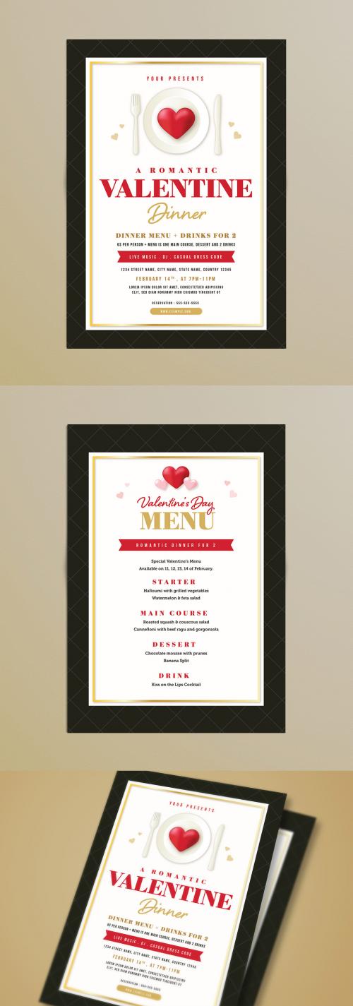 Adobe Stock - Valentine's Day Dinner Flyer and Menu - 188582446