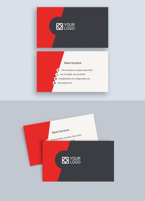 Adobe Stock - Red Cutout Business Card Layout - 191108116