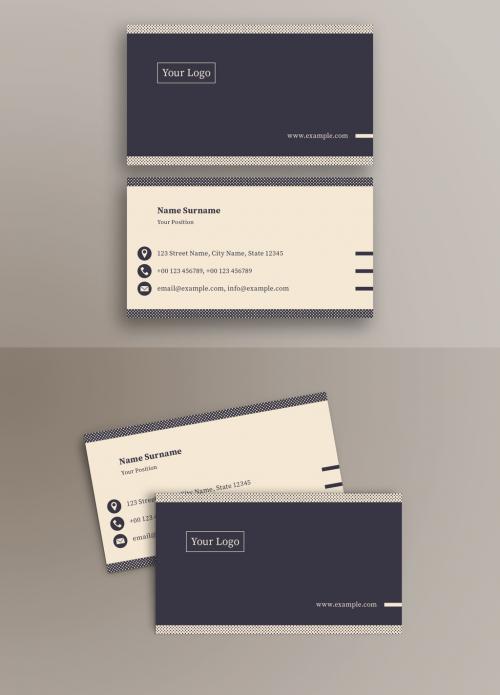 Adobe Stock - Business Card with Navy and Cream Accents - 192501409