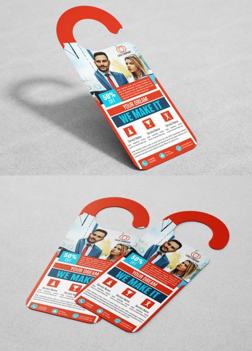 Adobe Stock - Business Door Hanger Layout with Red Accents 1 - 195220910