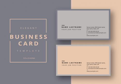 Adobe Stock - Business Card Layout with Gray and Tan Accents - 195883793