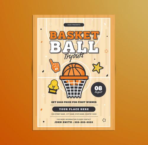 Adobe Stock - Basketball Tryouts Flyer Layout - 197547057
