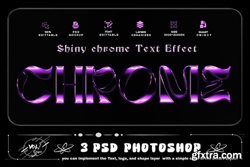 Shiny Chrome Text Effect 3 PSD UZV28E7