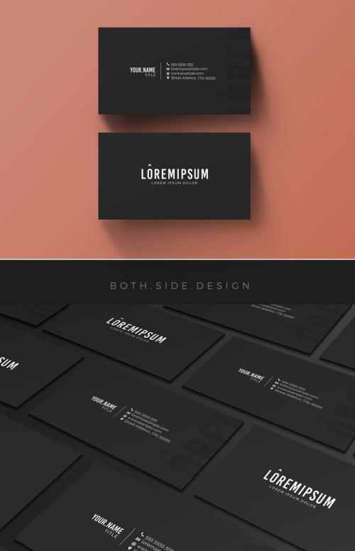 Adobe Stock - Grayscale Business Card Layout - 197663255