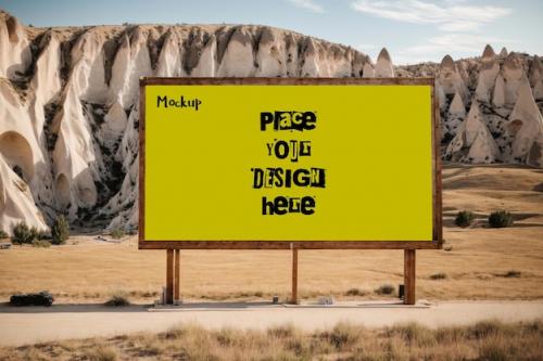 Premium PSD | Premium psd billboard mockup with cappadocia pasabag valley Premium PSD