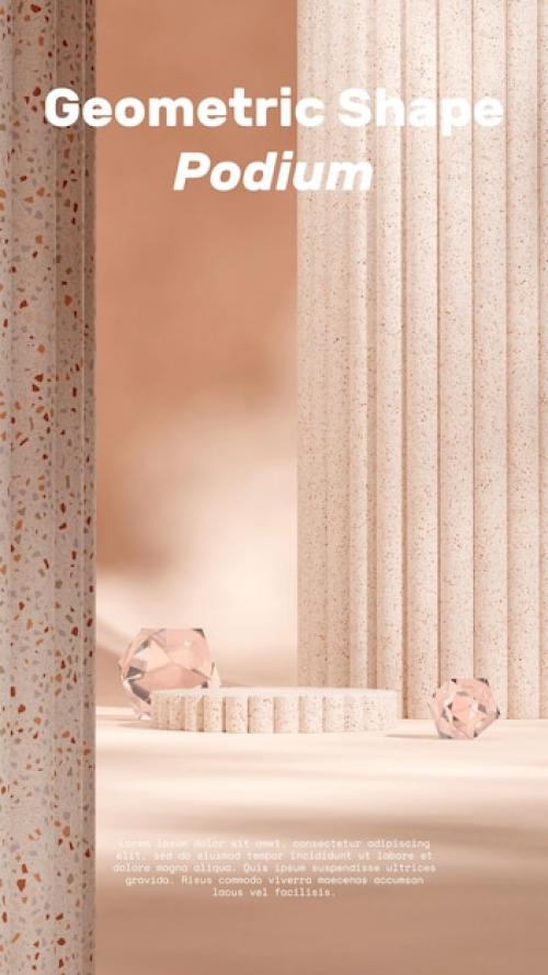Premium PSD | Blank mockup white terrazzo podium in portrait textured pillar and glass shape 3d render image Premium PSD