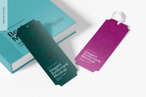 Premium PSD | Elegant bookmarks mockup, perspective Premium PSD