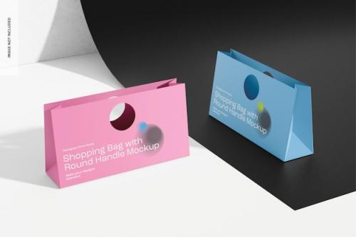 Premium PSD | Shopping bags with round handle mockup Premium PSD